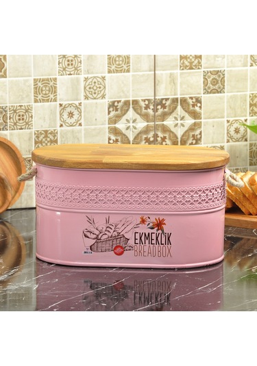 Ferforje Ahşap Kapaklı Kesme Tahtalı Ekmeklik Beyaz