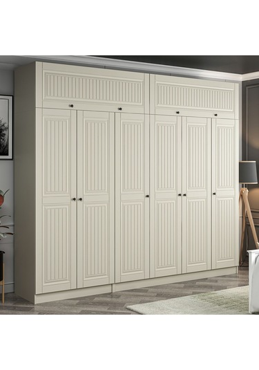 Kale 6 Kapaklı 2 İç Çekmeceli Dolap Ve Yüklük Kumtaşı Mebran İlkbahar 235cm Bej