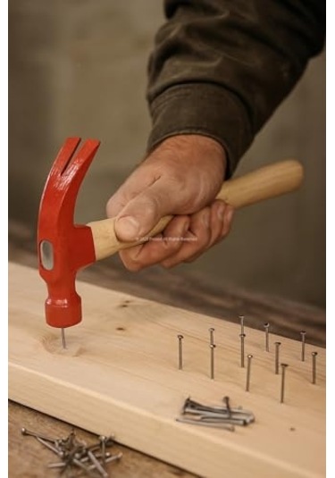 Jaws Çatal Çekiç, 300 Gram, Dayanıklı Çelik Başlık, Ergonomik Ahşap Saplı, Boyalı, Çivileme Ve Çivi Sökme