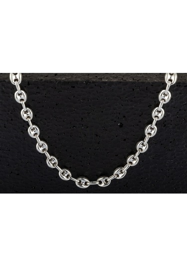 925 Ayar Gümüş Unisex Gemici Kahve Çekirdeği Model Zincir Kolye 6 Mm