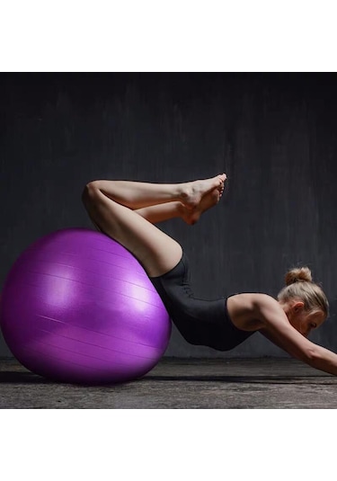 65 CM Pilates Topu Büyük Boy Kalın Yoga Pilates Top-Pompa Mavi