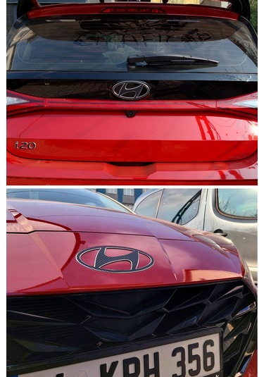 Hyundai İ20 Amblem Kaplama Sticker Set - Mat Karbon Siyah