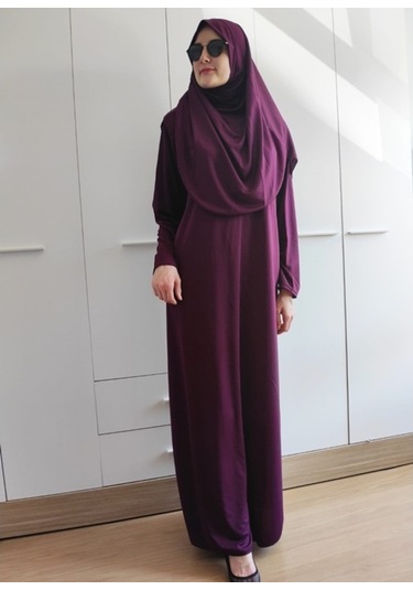 Tek Parça Namaz Elbisesi (Mürdüm) Mürdüm