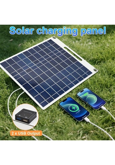Xuweiwei 1 Takım Güneş Enerjili Şarj Paneli 14.48x29.97 Cm Taşınabilir Usb Şarj Cihazı Kampçılık Karavan Telefon Power Bank Fan El Feneri Ip44