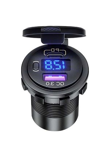 Novahub Gerilim Göstergeli Pd Qc3.0 Soketli 12v Modifiye Araç Usb Şarj Cihazı 60cm Yeşil Işıklı