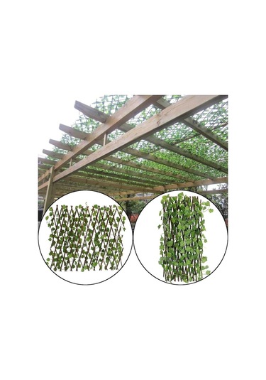 Yapay Çiçek Akordiyon Çit Yapay Sarmaşıklı Duvar Dekoru 300x60 Cm