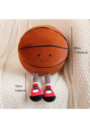 Yaozixa Basketbol Desenli Yumuşak Peluş Yastık - 20cm Çaplı, 100% Poliester Dolgulu, El Yıkamalı Oyuncak Kumaşı Basketbol