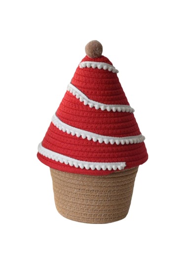 Suntek Kapaklı Saklama Sepeti Küçük Halat Yatak Kırmızı