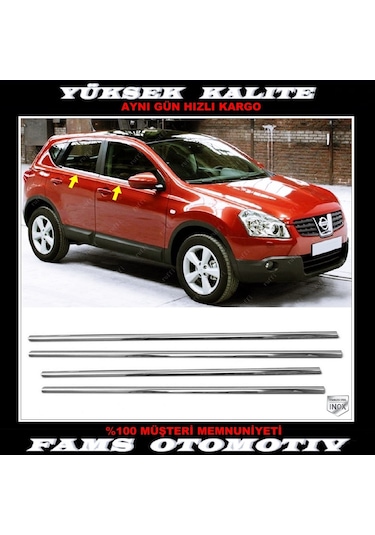 Nissan Qashqai J10 Krom Cam Çıtası 4 Prç. 2007-2014 P. Çelik
