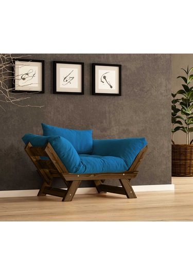 Woodesk Adalar Masif Ceviz-mavi Renk Berjer Cpt8136-140 Mavi