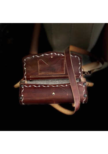 Hakiki Deri, El Yapımı Bayan Çanta, Bayan Cüzdan Larissa V38 Kızıl Kahverengi