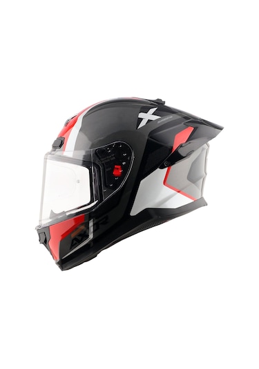 Axor Saber Spark Dull Ece 22.06 Kapalı Kask Beyaz - Kırmızı - Siyah