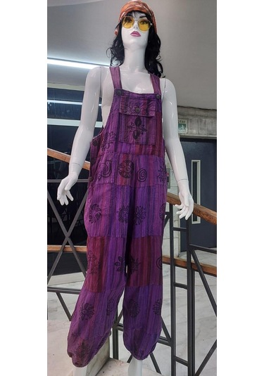 Hint Otantik Yıkamalı Taşlanmış Şalvar Tulum Mor