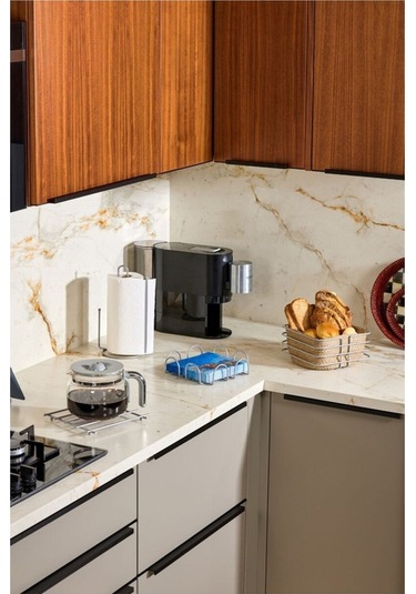 Edora Home 4'lü Gümüş Servis Sunum Seti, Peçetelik, Kağıt Havluluk, Ekmeklik, Nihale - Metal Paslanmaz