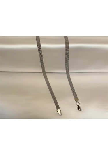 Silver-hasır-yassı Yüksek Kalite Paslanmaz Çelik Kolye 65 Cm