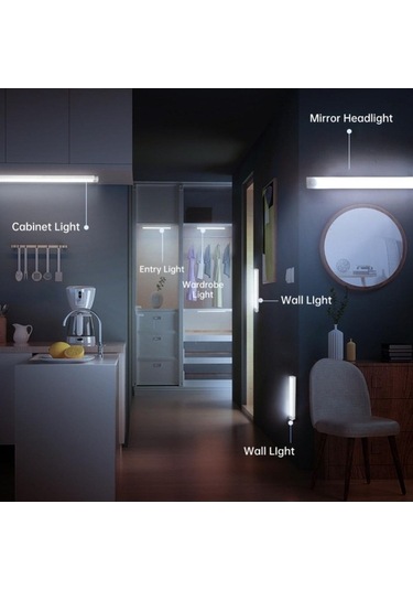 Novahub 2022 Beyaz Şarj Edilebilir İnsan Zekası Algılama Led Gece Lambası, 20cm 2pcs, Dolap Ve Koridor Işığı Beyaz