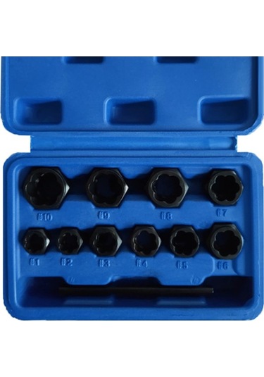 Pazly 11 Parçalı Paslı Civatalar İçin Çokgen Çıkarma Seti - 3/8'' Sürücüyle Hasarlı Tamir Aleti