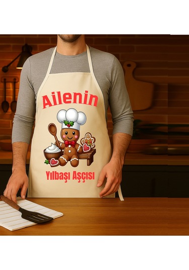Yeni Yıl Mutfak Önlüğü Yılbaşı Aşçısı Önlük Hediye Çok Renkli