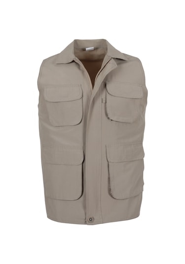 Erkek Keten Yelek Regüler Fit Yakalı Rar01309 Bej