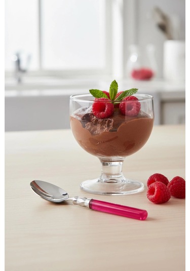 6 Lı Paslanmaz Çelik Pembe Tatlı Kaşığı Seti Çok Renkli