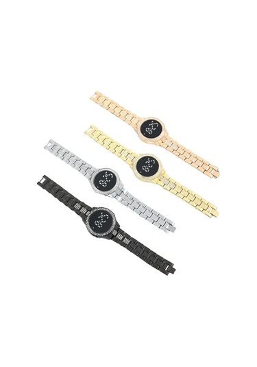 Kasa Paketi Ekran Dijital Led Kadın Saati Çelik Bant Elmas Saat Yuvarlak Kadranlı Saat Diğer