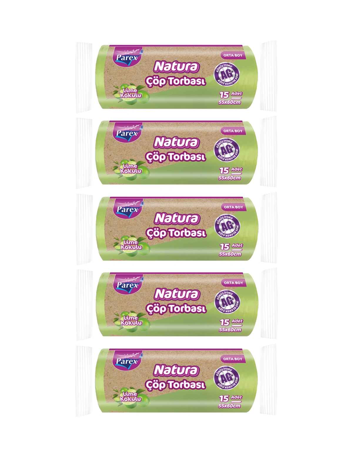 Natura Çöp Torbası Orta Boy 15'li 55 X 60 Cm Beşli Paket