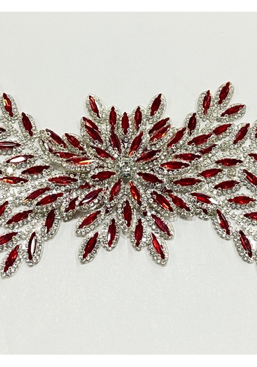 Ütüyle Yapışan Kristal Taşlı Aplike - Kırmızı