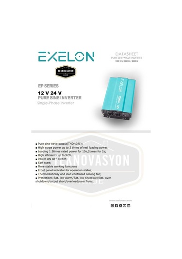 Exelon   Modifiye Sinüs 2000w 12v İnverter