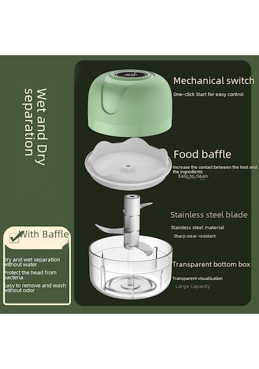 Youmex Mini Elektrikli Sarımsak Kesici - Kablosuz 100ml 4 Bıçaklı Ev & Profesyonel Mutfak Aleti Beyaz Diğer