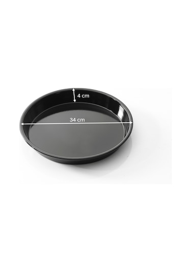 Siyah Parlak Emaye Yuvarlak Fırın Tepsisi 34 Cm Siyah