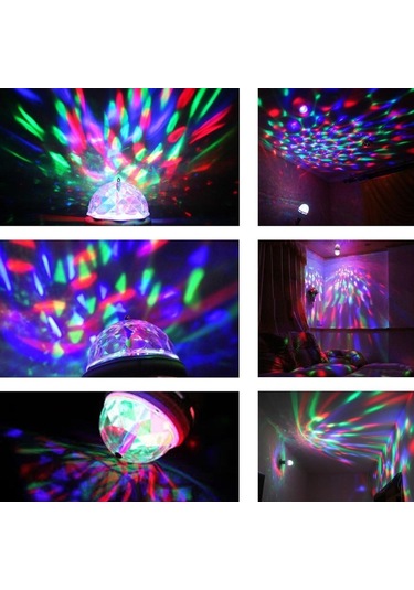 360 Derece Dönen Disko Tarzı Renkli Dekoratif Disco Lamba Diğer