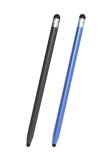 Manyetik Kapaklı Evrensel İki Uçlu Kauçuk Uçlar Kapasitif Stylus Kalem Mavi