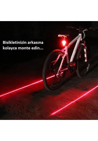 Venaliastore Lazer Güvenlik Işıklı Bisiklet Lambası Arka Led Ikili Lazer 7 Mod