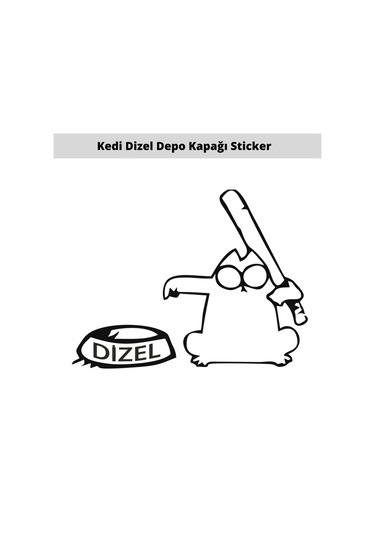 Kedi Sopalı Depo Kapağı Oto Sticker 15 Cm