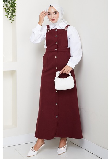 Boydan Düğmeli Gabardin Jile 1552 - Bordo Bordo
