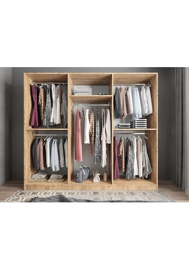 Kayra 6 Kapaklı Gardırop Dolap Çam Füme