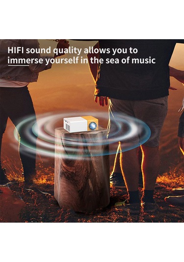 Vkemall Portatif Led Projeksiyon Cihazı, 400-600 Lumens, 24-60 İnç Ekran, Ev Ve Dış Mekan Kullanıma Uygun, Sarı-beyaz Avrupa Standartı