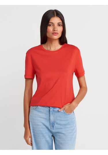 Dilvin 31791 Bisiklet Yaka Modal T-shirt-kırmızı Kırmızı