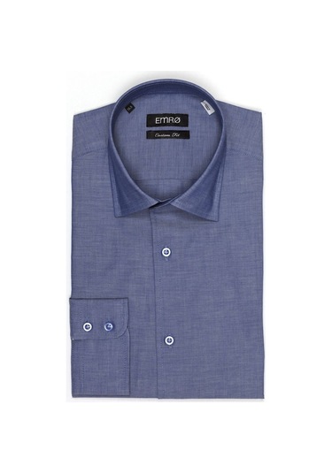 Pıngomlek Kensıngton Chambre Mavi Cepsiz Pensli Erkek Gömlek İndigo