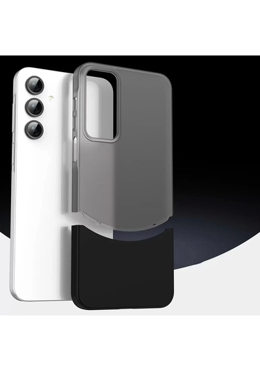 Samsung Galaxy Uyumlu A15 Kılıf Magsafe Şarj Kartlıklı Mıknatıslı Duble 1.7mm Kapak Kart Bölmeli Lacivert S