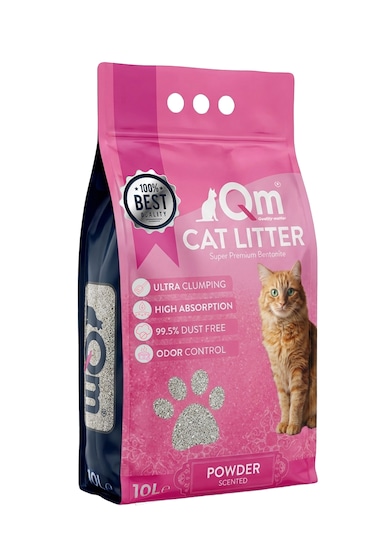 Qm Pudralı Süper Premium Bentonit Kedi Kumu 10 L