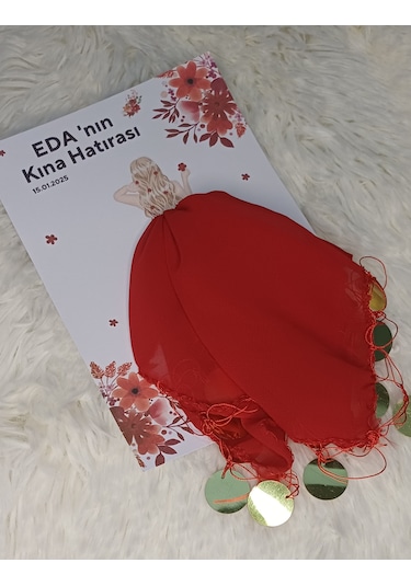 Kına Hediyelik Halay Mendili- Kına Hatırası Pullu Mendil 5 Adet