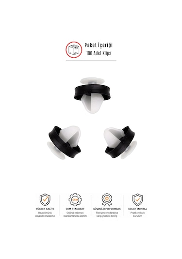 Peugeot Partner 207 208 307 308 3008 508 5008 Tepee Uyumlu Kapı Döşeme Klipsi 100 Adet