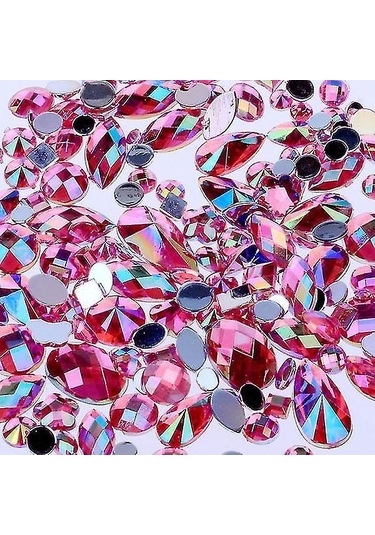 Gül Kırmızı Ab Diy Düzeltmesiz Flatback Akrilik Tırnak Taşları Rhinestones Boncuk 3d Tırnak Sanat