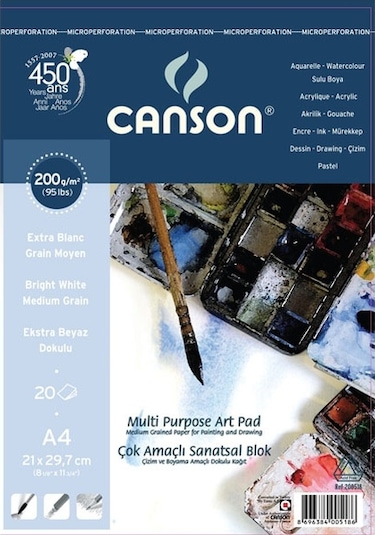 Canson Fınface 1557 Resim Blokları Çok Amaçlı 200 Gr A4 20 Yp Üstten Spriralli