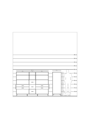 Kronos Dolap 8 Raflı 7 Çekmeceli 220x59x163 Aytaşı-aytaşı/çam Aytaşı-aytaşı/çam
