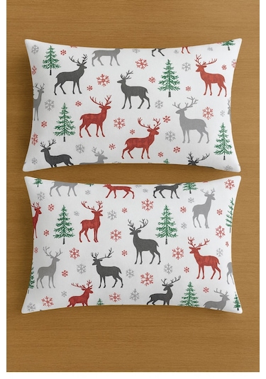 Lionas Desenli Pamuklu Yastık Kılıfı 2 Adet 50 X 70cm Beyaz