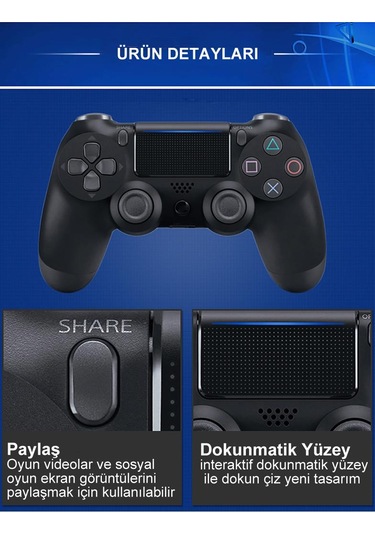 Sepetinegelsin Ps4 Uyumlu Kablosuz Oyun Kolu Gamepad Joystick