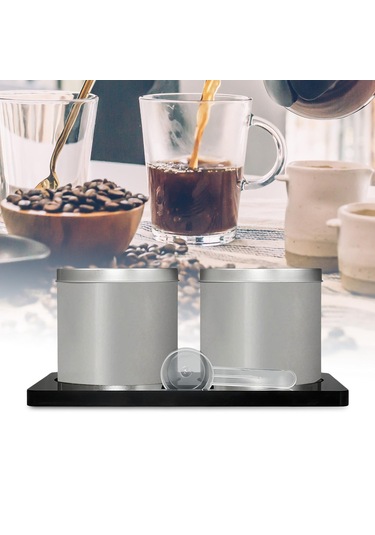 Suntek 2 Parça Kahve Şeker Konteyner Seti Kapak Depolama Rafı