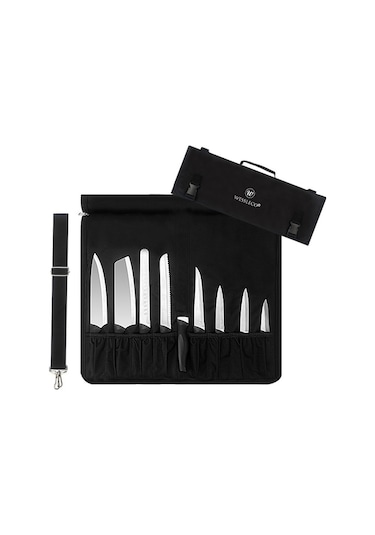 Oxford Kumaş Chef Bıçak Çantası - 48x18cm Siyah, Elden/omuzda Taşınabilir, Profesyonel Araç Kutusu Siyah Siyah